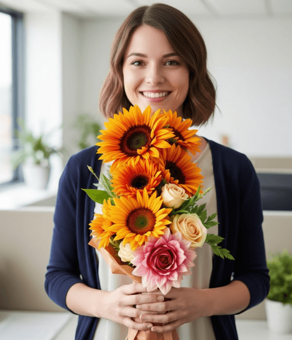 Premium Seasonal bouquet featuring vibrant seasonal flowers with elegant ribbon finish
